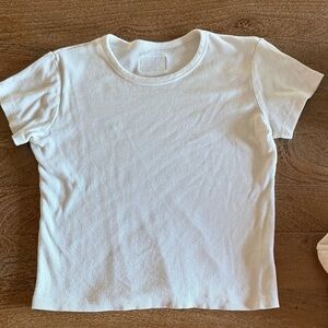 White ribbed daily drills short sleeve tee m/l